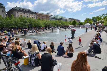 Stockholm, Sweden - June 13, 2016: Kungstradgarden, one of the most popular gathering places in Stockholm, Swedenのeditorial素材