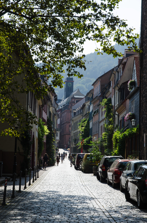 Heidelberg, Germany - September 15, 2016: Old narrow street in the center of the old city Heidelberg in Germanyのeditorial素材