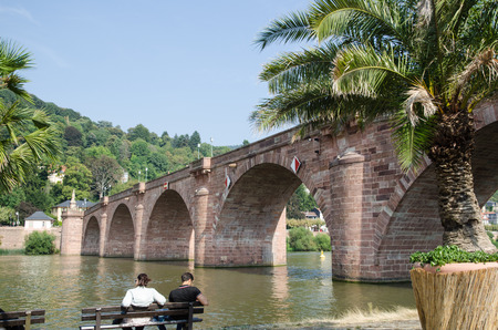 Heidelberg, Germany - September 15, 2016: The old bridge Alte Brucke across the river Neckar in the old german city Heidelbergのeditorial素材