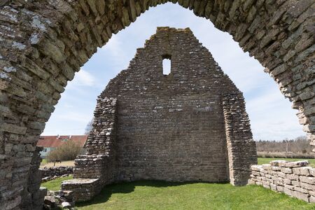 The ancient chapel ruin Saint Knut at the swedish island Olandの写真素材