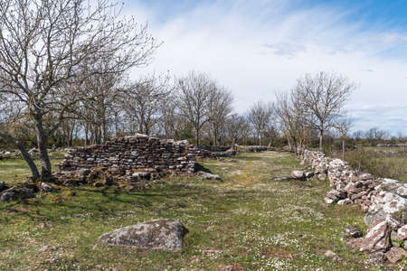 Abandoned remote old village Drostorp in the Southern Oland in Swedenの写真素材