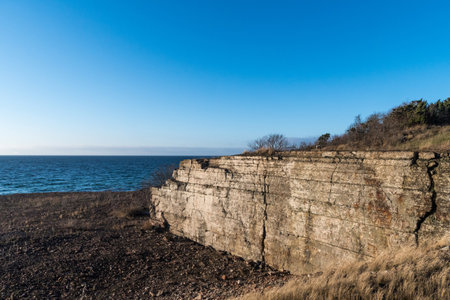 Abandoned stone pit by the coast of the island Oland in Swedenの写真素材