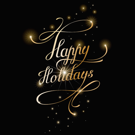 Happy Holidays - lettering, for card, poster, label, bookmark, print designのイラスト素材