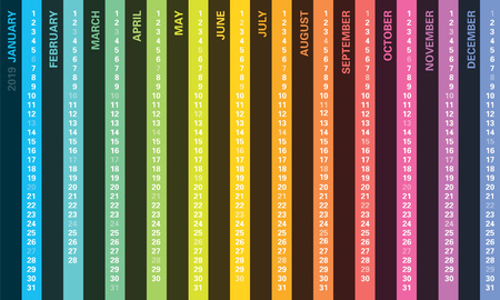 Rainbow design calendar 2019のイラスト素材