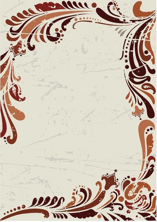 Floral grunge background with pattern in brown coloringのイラスト素材