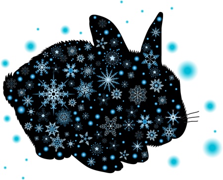 illustration silouette of rabbit, symbol of 2011 yearのイラスト素材