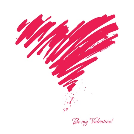 Drawn with a brush heart for Valentine dayのイラスト素材