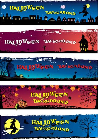 Set of different Halloween backgrounds with space for your textのイラスト素材