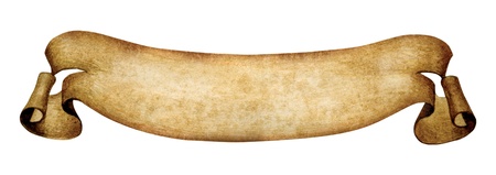 Old narrow parchment on the white background