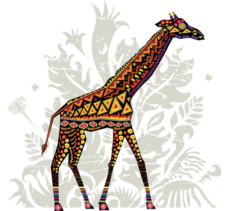 illustration of a giraffe with african patternsのイラスト素材