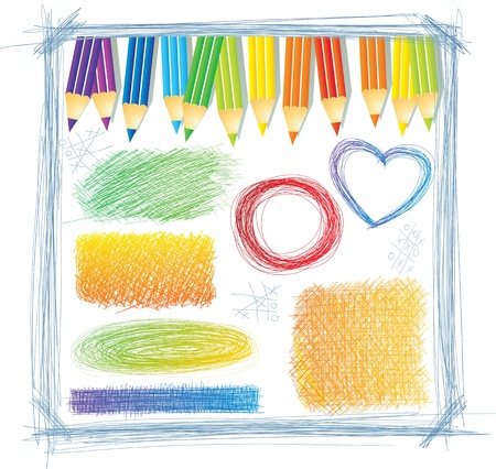 Colored pencils with scratch drawingsのイラスト素材
