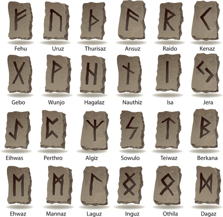 Set of runes, made from stoneのイラスト素材