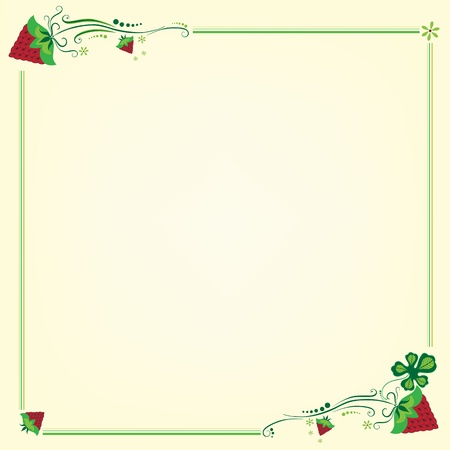 Decorative  background  with corners with strawberriesのイラスト素材