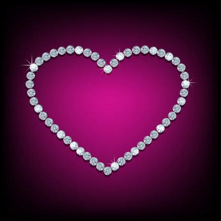 Vector shiny made with diamond heart on purple backgroundのイラスト素材