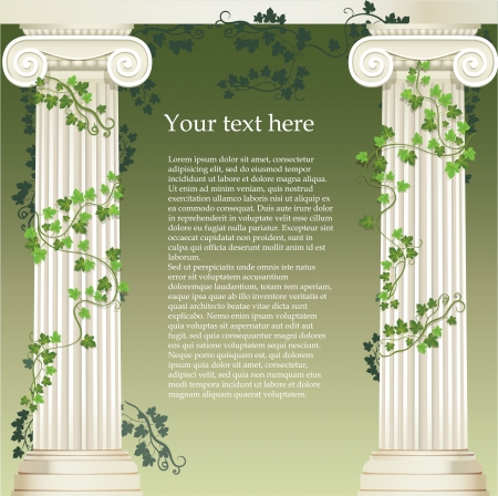 Two Ionic columns entwined with ivyのイラスト素材