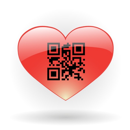 Glossy heart with qr code incideのイラスト素材