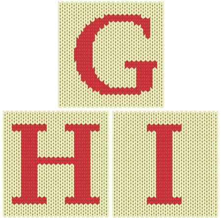 Set of knitted silhouette figures lettersのイラスト素材