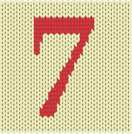 Knitted silhouette figure of number seven