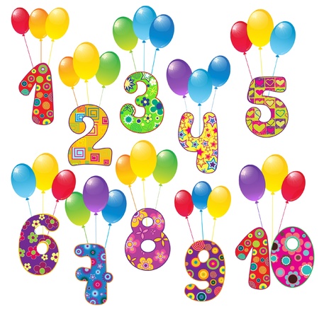 Cute numbers with balloonsのイラスト素材