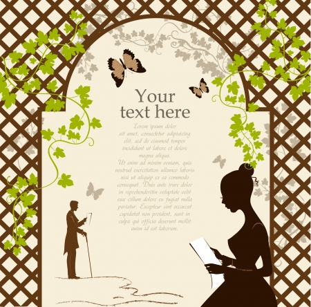 illustration of girl under the romantic arborのイラスト素材