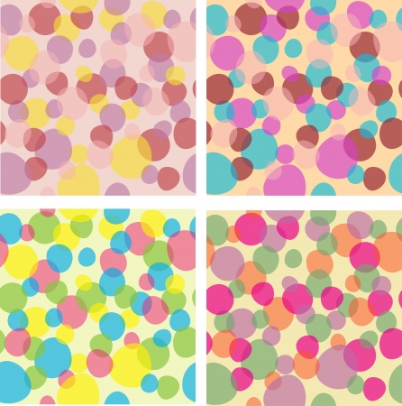 Set of four seamless backgrounds with colored transparent bubblesのイラスト素材