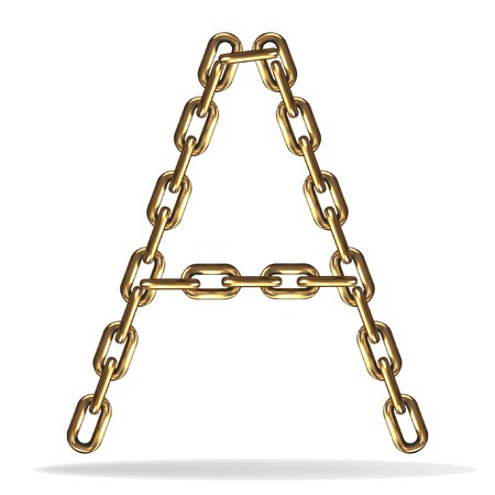 Golden Letter A made with chainsのイラスト素材