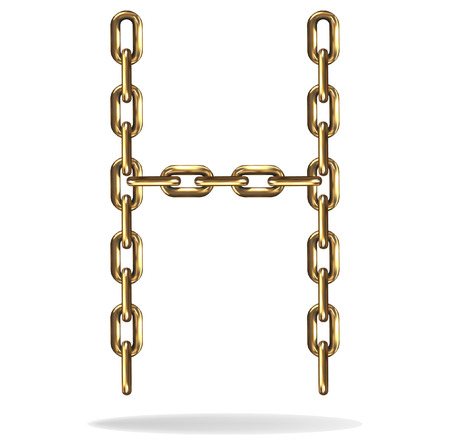 Golden Letter H made with chainsのイラスト素材