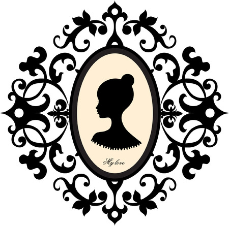 Medallion with a portrait of a girlのイラスト素材
