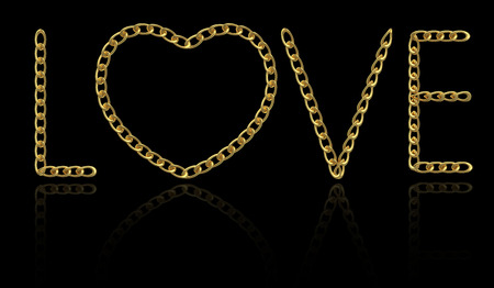 Word  Love  made with gold chain