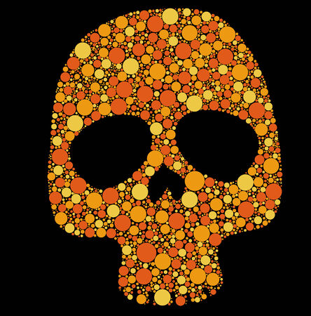 Illustration of skull made with colored circlesのイラスト素材
