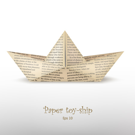 Origami  boat made with old bookのイラスト素材