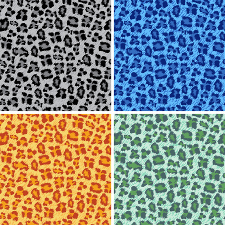 Set of different colored leopard texture backgroundのイラスト素材