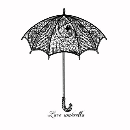 Illusration of opened lace umbrella のイラスト素材