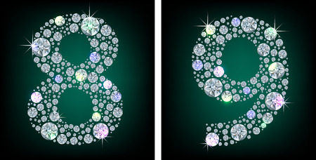 Shiny crystal eight and nine numbersのイラスト素材