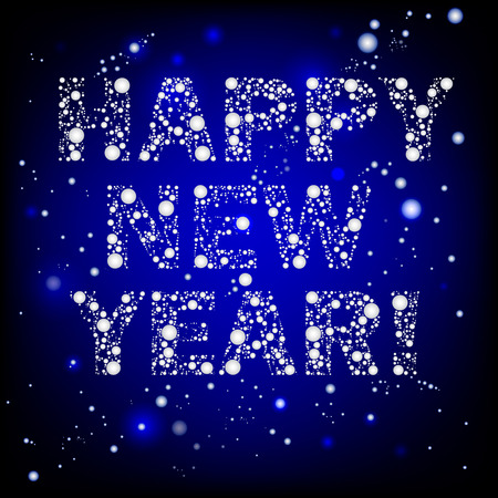 Happy New year text, made with snowballsのイラスト素材