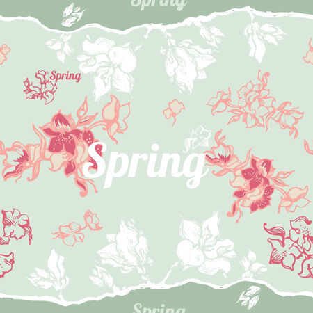 Seamless background with spring flowersのイラスト素材