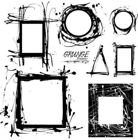 Set of grunge frames made of flowing paintのイラスト素材