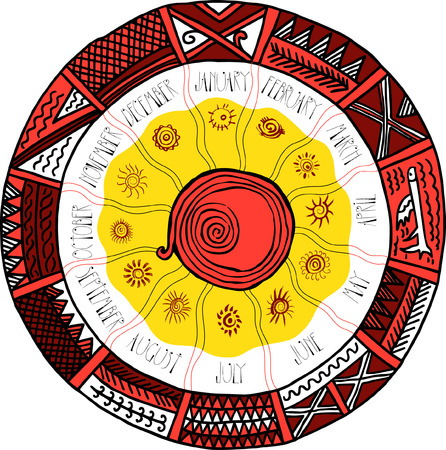 Slavic round decorative calendarのイラスト素材