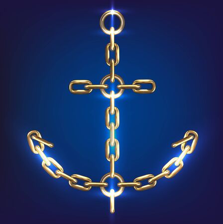 Anchor, made with golden chainsのイラスト素材