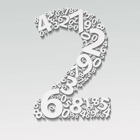 Number two, made with other numbers and shadow effectのイラスト素材