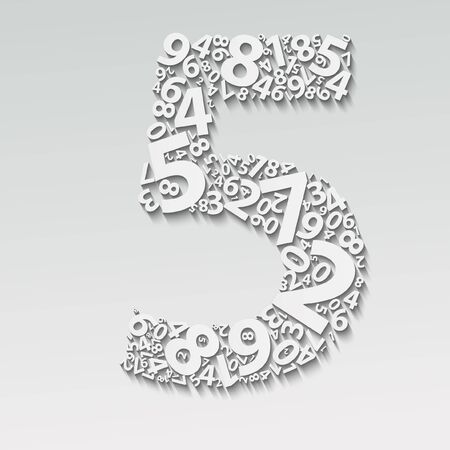 Number five, made with other numbers and shadow effectのイラスト素材