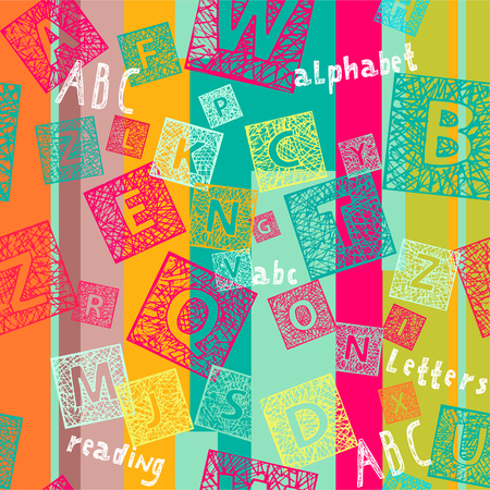 Seamless background with letters and linesのイラスト素材