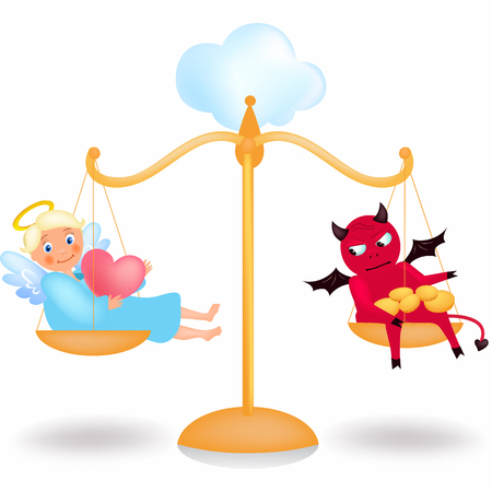 Angel and demon on balanceのイラスト素材