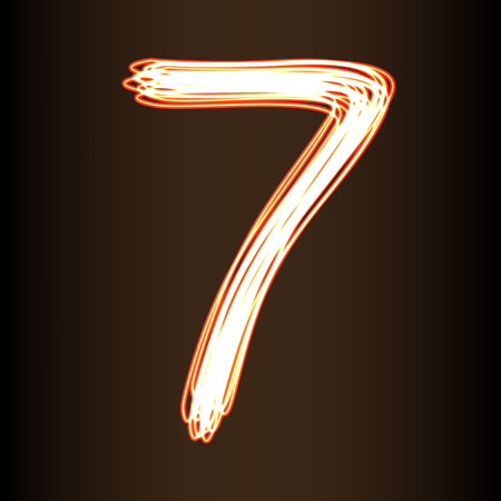 Fire show style number Seven, vector illustration, part of collection letters and numbersのイラスト素材