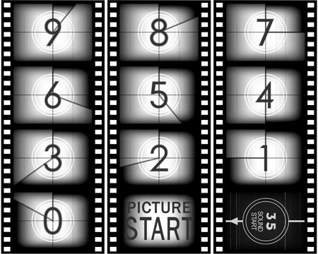 Set of numbers from old mowie count down ( from nine to zero)のイラスト素材