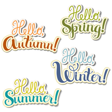 Set of positive lettering seasonsのイラスト素材