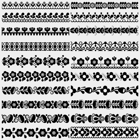 Set of twenty different floral and geometric bordersのイラスト素材