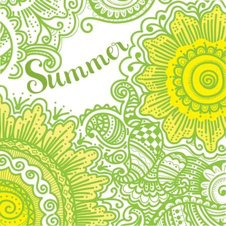 Hand drawn pattern with flowersのイラスト素材