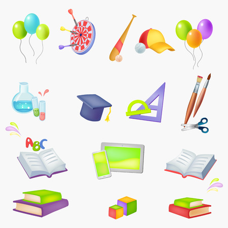 Set of vector colored icons School themeのイラスト素材