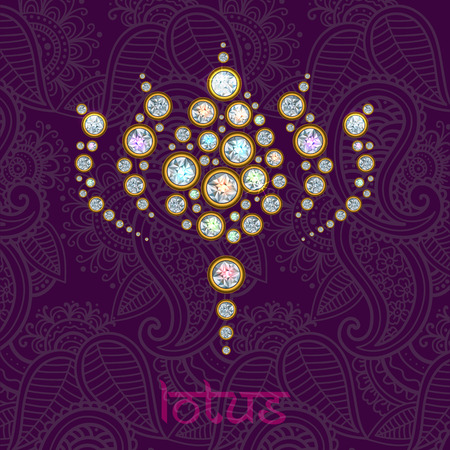 Illustration decorated shiny  diamonds lotusのイラスト素材